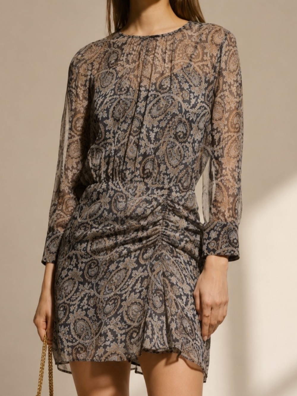 Veronica Beard 100% Silk Paisley Print Long-Sleeve Mini Dress - Picture 1 of 1
